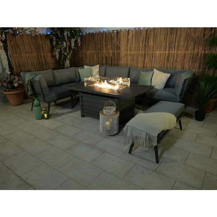 Lifestyle Metal 8 Seater Garden Corner Sofa Set With Rectangular Fire Pit Table By Primrose Living 4 Lifestyle Metal 8 Seater Garden Corner Sofa Set With Rectangular Fire Pit Table By Primrose Living - Image 2