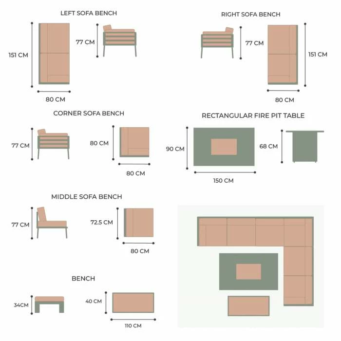 Lifestyle Metal 8 Seater Garden Corner Sofa Set With Rectangular Fire Pit Table By Primrose Living 12 Lifestyle Metal 8 Seater Garden Corner Sofa Set With Rectangular Fire Pit Table By Primrose Living - Image 10