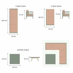 Lifestyle Rattan Rope Detail 5 Seater Garden Corner Sofa Set With Coffee Table By Primrose Living -Plants outlet store FU101979 V2 8420