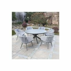 Lifestyle Rope 6 Seater Garden Dining Set By Primrose Living