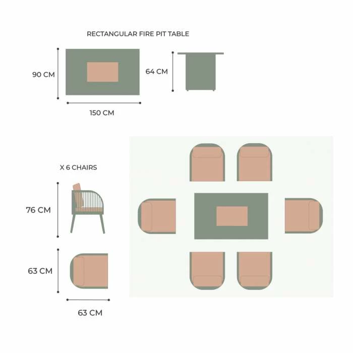Lifestyle Rope 6 Seater Garden Fire Pit Table Dining Set By Primrose Living 11 Lifestyle Rope 6 Seater Garden Fire Pit Table Dining Set By Primrose Living - Image 9