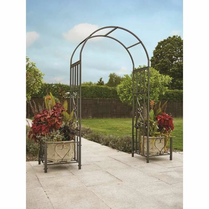Huntingdon Ornamental Steel Arch & Planter Frames - 2m X 1.1m X 50cm 3 Huntingdon Ornamental Steel Arch & Planter Frames - 2m X 1.1m X 50cm
