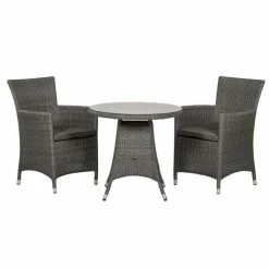 Paris Rattan Bistro Set | 70cm Round Table With 2 Carver Chairs -Plants outlet store FU102082 add image 1 0966