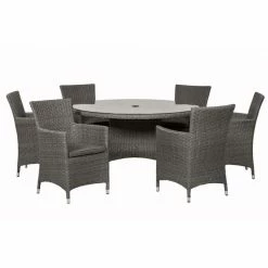 Paris 6 Seater Rattan Dining Set | 140cm Table With 6 Carvers Chairs -Plants outlet store FU102084 add image 5 e527