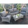 Paris Deluxe 4 Piece Rattan Lounging Set With Coffee Table