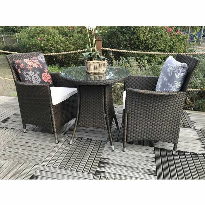 Cannes Mocha Brown Rattan Bistro Set 3 Cannes Mocha Brown Rattan Bistro Set