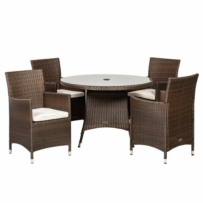 Cannes Mocha Brown 4 Seater Rattan Dining Set 7 Cannes Mocha Brown 4 Seater Rattan Dining Set - Image 5