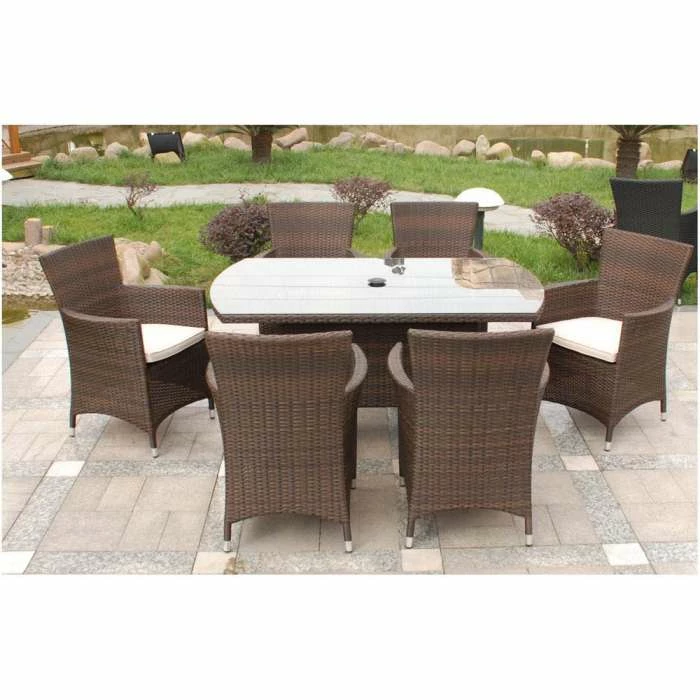 Cannes Mocha Brown 6 Seater Rattan Dining Set 3 Cannes Mocha Brown 6 Seater Rattan Dining Set