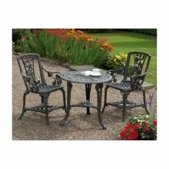 3 Piece Rose Armchair Patio Set - Gun Metal Grey