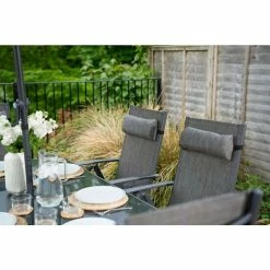 Kennet Reclining 6 Seater Polytex Dining Set In Grey By Hectare® -Plants outlet store FU102197 add image 4 4da4