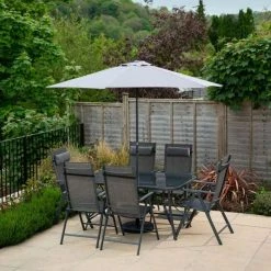 Kennet Reclining 6 Seater Polytex Dining Set In Grey By Hectare® -Plants outlet store FU102197 rollover image 484b