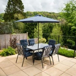 Hadleigh 6 Seater Garden Dining Furniture Set In Navy By Hectare® -Plants outlet store FU102200 add image 1 aa6e