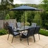 Hadleigh 6 Seater Garden Dining Furniture Set In Navy By Hectare® -Plants outlet store FU102200 main image bd34