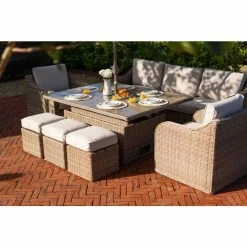 'Peony' Luxury Rattan 8 Seater Modular Garden Sofa Set With Rectangular Rising Table And Parasol By Primrose Living -Plants outlet store FU102232 8 f9f3