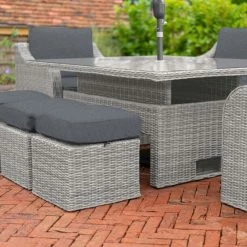 'Peony' Luxury Rattan 8 Seater Garden Sofa Set With Rectangular Rising Table And Parasol In Pebble By Primrose Living 12 'Peony' Luxury Rattan 8 Seater Garden Sofa Set With Rectangular Rising Table And Parasol In Pebble By Primrose Living -Plants outlet store FU102232 PRI1296 Primrose Furniture Un Cropped 64 FU102232copy 5ddb