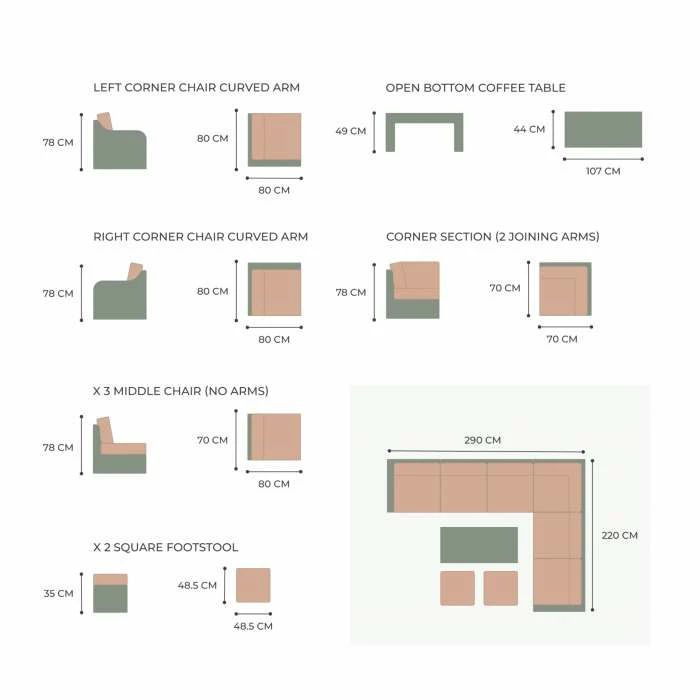 'Peony' Luxury Rattan 8 Seater Modular Garden Sofa Set With Coffee Table And Footstools By Primrose Living 9 'Peony' Luxury Rattan 8 Seater Modular Garden Sofa Set With Coffee Table And Footstools By Primrose Living - Image 7
