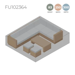 Large Black Corner Sofa Furniture Cover - 300 X 250 X 83cm