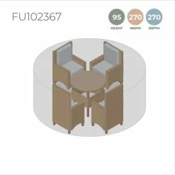 Premium Black Circular 4 Seater Garden Dining Set Cover By Primrose Living - 270x270cm