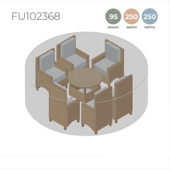 Medium Black Round Dining Set Cover - 250 X 95cm -Plants outlet store FU102368 main image coverdimensions mashed f01b