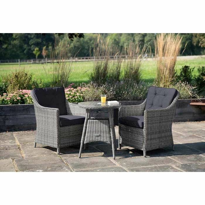 Luxury Rattan Bistro Set In Pebble By Primrose Living 4 Luxury Rattan Bistro Set In Pebble By Primrose Living - Image 2