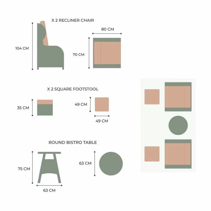 Luxury Rattan Recliner Bistro Set In Stone By Primrose Living 10 Luxury Rattan Recliner Bistro Set In Stone By Primrose Living - Image 8