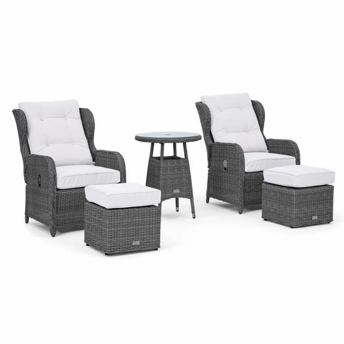 Luxury Rattan Recliner Bistro Set In Stone By Primrose Living 3 Luxury Rattan Recliner Bistro Set In Stone By Primrose Living