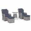 Luxury Rattan Recliner Bistro Set In Pebble By Primrose Living -Plants outlet store FU102385 Light Grey 5 FullSetRecline dd7f