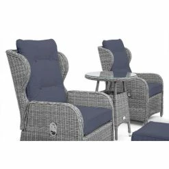 Luxury Rattan Recliner Bistro Set In Pebble By Primrose Living -Plants outlet store FU102385 Light Grey Chairs 3de6