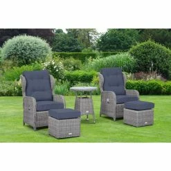 Luxury Rattan Recliner Bistro Set In Pebble By Primrose Living -Plants outlet store FU102385 Main c8eb