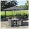 Luxury Rattan 4 Seater Circular Garden Dining Set In Pebble By Primrose Living -Plants outlet store FU102386 Light Grey FullSet 073e