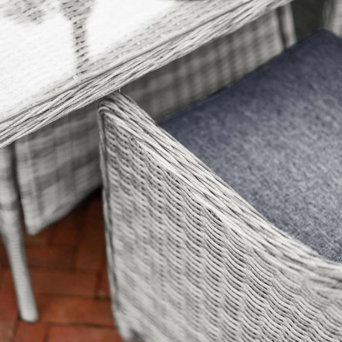 Luxury Rattan 4 Seater Square Garden Dining Set In Pebble By Primrose Living - Image 5