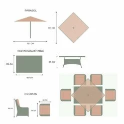 Luxury Rattan 6 Seater Rectangular Garden Dining Set By Primrose Living -Plants outlet store FU102389 V2 6f89