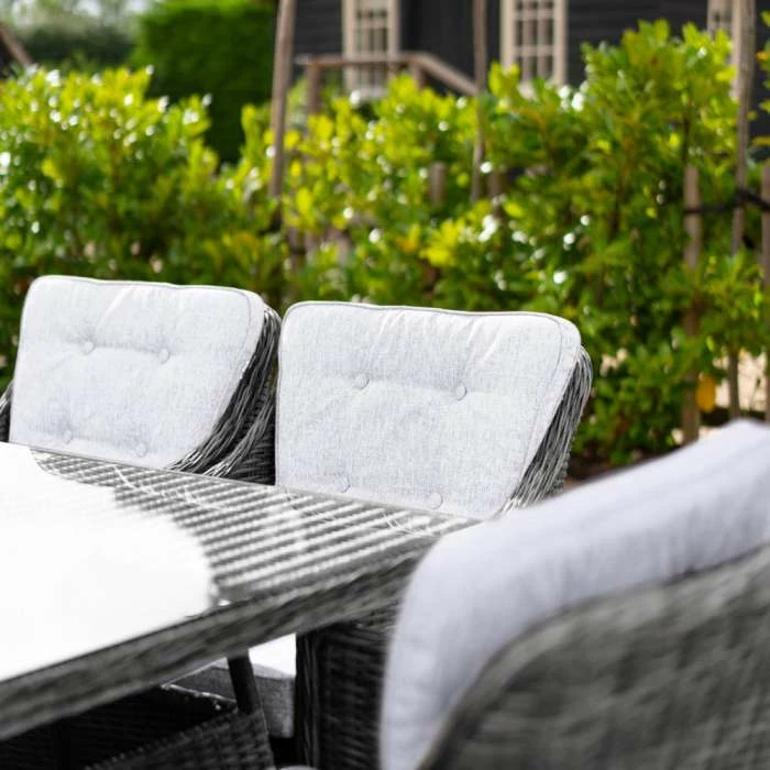 Luxury Rattan 6 Seater Rectangular Garden Dining Set In Stone By Primrose Living 6 Luxury Rattan 6 Seater Rectangular Garden Dining Set In Stone By Primrose Living - Image 4