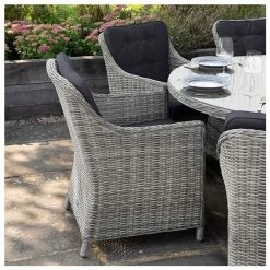 Luxury Rattan 8 Seater Oval Garden Dining Set In Pebble By Primrose Living -Plants outlet store FU102392 Light Grey ChairSide a258