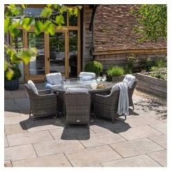 Luxury Rattan 6 Seater Oval Fire Pit Table Garden Dining Set In Stone By Primrose Living 14 Luxury Rattan 6 Seater Oval Fire Pit Table Garden Dining Set In Stone By Primrose Living -Plants outlet store FU102395 2 3777