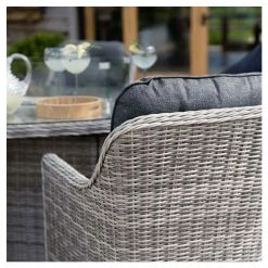 Luxury Rattan 6 Seater Oval Fire Pit Garden Dining Set In Pebble By Primrose Living -Plants outlet store FU102396 2ff3