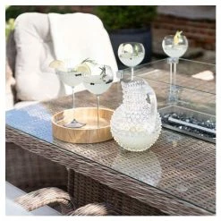 Luxury Rattan 8 Seater Rectangular Fire Pit Garden Dining Set By Primrose Living -Plants outlet store FU102397 1 2972