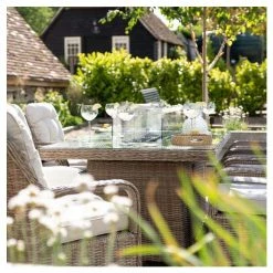 Luxury Rattan 8 Seater Rectangular Fire Pit Garden Dining Set By Primrose Living -Plants outlet store FU102397 4 6df8