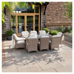 Luxury Rattan 8 Seater Rectangular Fire Pit Garden Dining Set By Primrose Living -Plants outlet store FU102397 6 f9a0