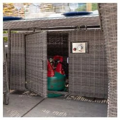 Luxury Rattan 8 Seater Rectangular Fire Pit Table Garden Dining Set In Stone By Primrose Living -Plants outlet store FU102398 5 6cbe