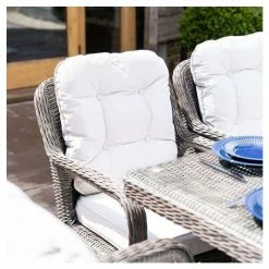 Luxury Rattan 8 Seater Rectangular Fire Pit Table Garden Dining Set In Stone By Primrose Living -Plants outlet store FU102398 6 d83e
