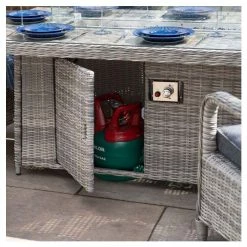 Luxury Rattan 8 Seater Rectangular Fire Pit Garden Dining Set In Pebble By Primrose Living -Plants outlet store FU102399 3 b43a