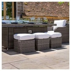 'Peony' Luxury Rattan 8 Seater Garden Sofa Set With Rectangular Fire Pit Table And Stools In Stone By Primrose Living -Plants outlet store FU102401 4 92aa