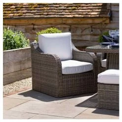 'Peony' Luxury Rattan 8 Seater Garden Sofa Set With Rectangular Fire Pit Table And Stools In Stone By Primrose Living -Plants outlet store FU102401 7 4391