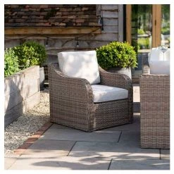 'Peony' Luxury Rattan 8 Seater Garden Sofa Set With Rectangular Fire Pit Table By Primrose Living -Plants outlet store FU102403 3 0095