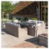 'Peony' Luxury Rattan 8 Seater Garden Sofa Set With Rectangular Fire Pit Table By Primrose Living -Plants outlet store FU102403 Main b872