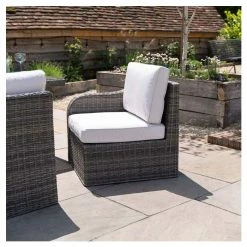 'Peony' Luxury Rattan 8 Seater Garden Sofa Set With Rectangular Fire Pit Table In Stone By Primrose Living -Plants outlet store FU102404 6 acc6