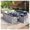 'Peony' Luxury Rattan 8 Seater Garden Sofa Set With Rectangular Fire Pit Table In Pebble By Primrose Living -Plants outlet store FU102405 Main c6f9