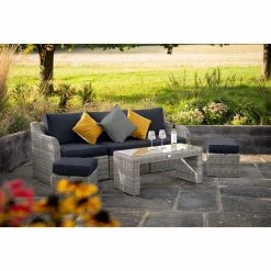 'Peony' Luxury Rattan 5 Seater Garden Sofa Set With Coffee Table And Footstools In Pebble By Primrose Living 10 'Peony' Luxury Rattan 5 Seater Garden Sofa Set With Coffee Table And Footstools In Pebble By Primrose Living -Plants outlet store FU102407 Light Grey FullSetFlower 06fd
