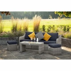 'Peony' Luxury Rattan 5 Seater Garden Sofa Set With Coffee Table And Footstools In Pebble By Primrose Living 11 'Peony' Luxury Rattan 5 Seater Garden Sofa Set With Coffee Table And Footstools In Pebble By Primrose Living -Plants outlet store FU102407 Light Grey FullSetFurther 42a4